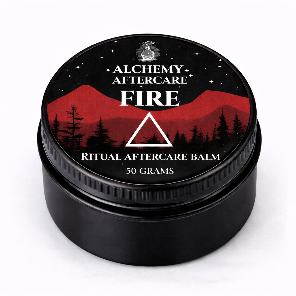 Alchemy Aftercare Fire Ritual Aftercare Balm container with black lid on a white background