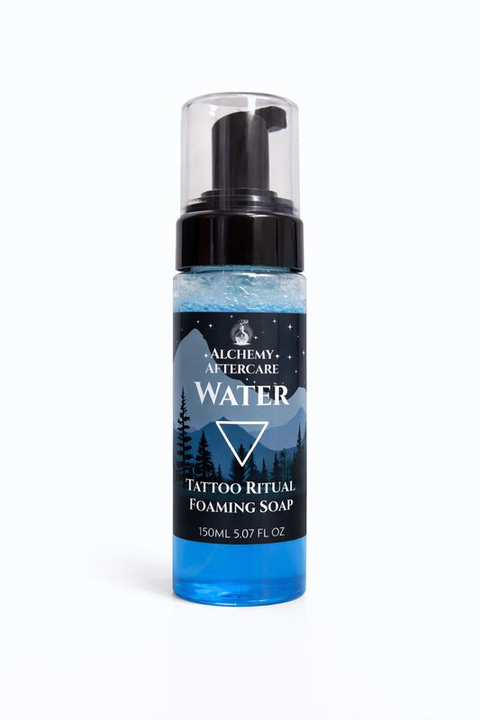 Bottle of Alchemy Aftercare Tattoo Ritual Foaming Soap on a white background